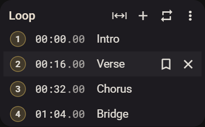 Compact loop controls with hover actions on Verse