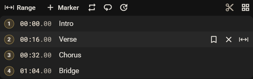 Hover actions on the second marker row in Side