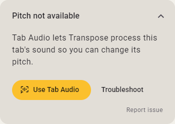 Mensagem de ligação com o botão Use Tab Audio.