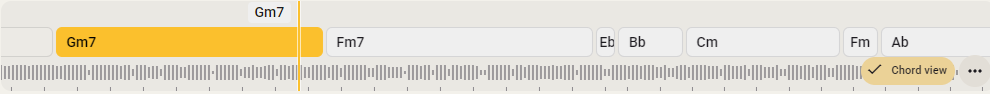 Chord view with the current chord highlighted and the Chord view button