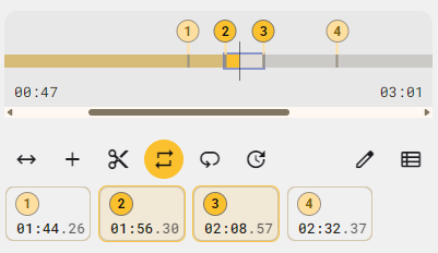 Pro timeline with markers and loop range selected